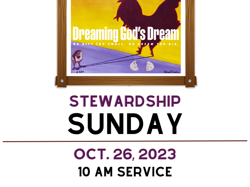 Reminder of Stewardship Sunday with icon for dreaming God's dream